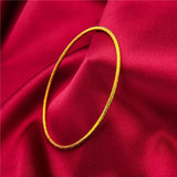 Thin Yellow Plated Circle Cuff Bangle Bracelet for Women