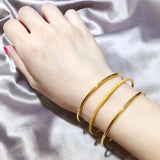 Thin Yellow Plated Circle Cuff Bangle Bracelet for Women