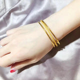 Thin Yellow Plated Circle Cuff Bangle Bracelet for Women