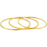 Thin Yellow Plated Circle Cuff Bangle Bracelet for Women