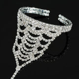Silver Plated Rhinestone Hand Bracelet & Ring Set