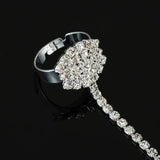Silver Plated Rhinestone Hand Bracelet & Ring Set