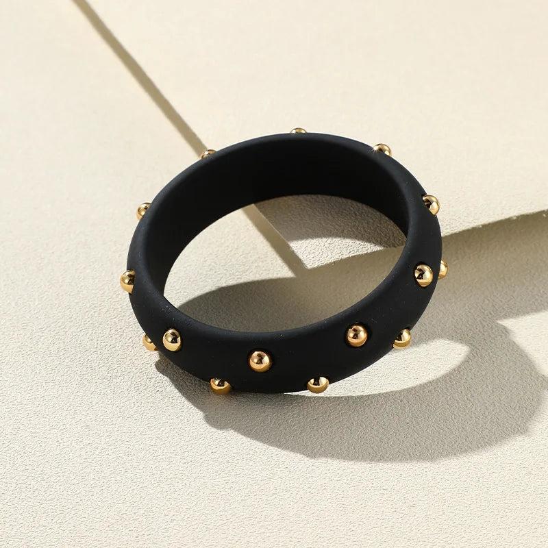 Vintage Resin Crystal Bangles for Women Geometric Round Cuff Bracelets