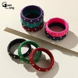 Vintage Resin Crystal Bangles for Women Geometric Round Cuff Bracelets