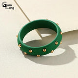 Vintage Resin Crystal Bangles for Women Geometric Round Cuff Bracelets