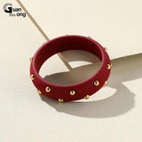 Vintage Resin Crystal Bangles for Women Geometric Round Cuff Bracelets
