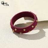 Vintage Resin Crystal Bangles for Women Geometric Round Cuff Bracelets