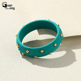 Vintage Resin Crystal Bangles for Women Geometric Round Cuff Bracelets