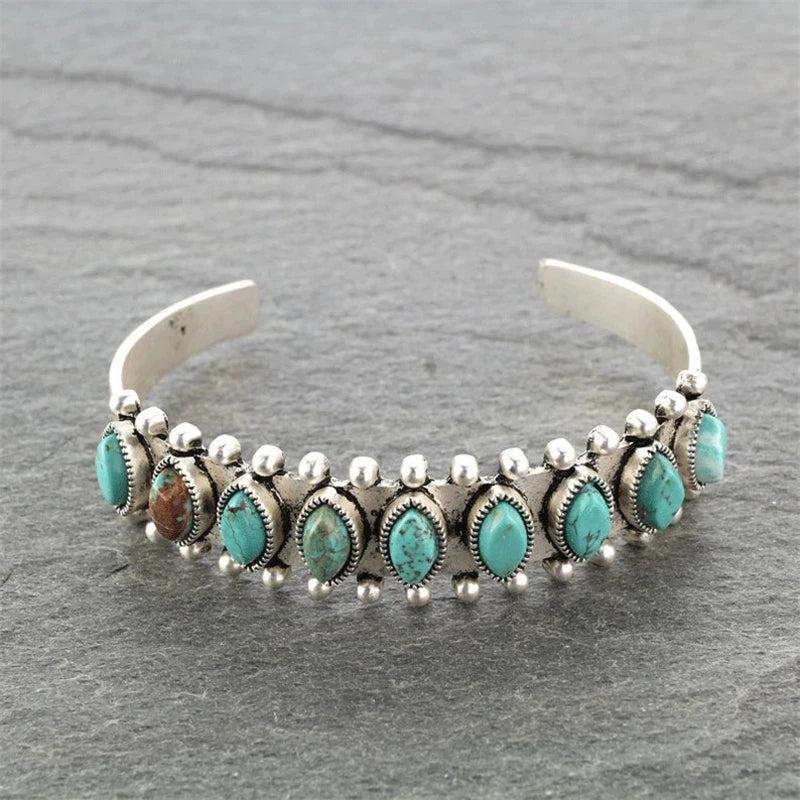 Boho Vintage Inlaid Natural Stones Bracelets for Women