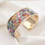 Jade Gemstone Rhinestone Bracelet Ethnic Style Crystal Bohemian Jewelry