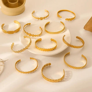 316L Stainless Steel Geometric Bangles for Women