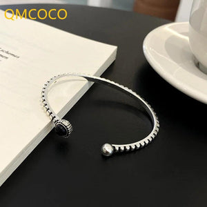 Silver Vintage Weave Cuff Bracelet for Woman Party Charms Jewelry