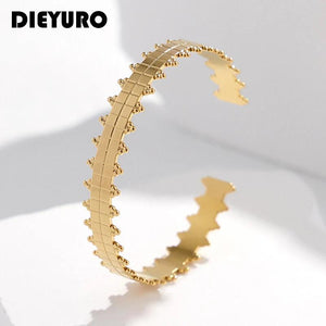 316L Stainless Steel Square Cuff Bracelet for Women Non-fading