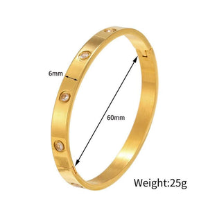Crystals Love Bangles CZ Bracelets Stainless Steel For Couples