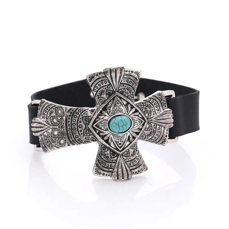Religious Cross Bangle Bracelet Vintage Wrap Wristband