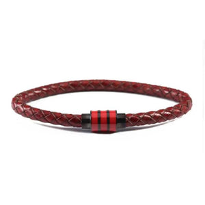 Vintage Braided Leather Bracelet Stainless Steel Magnetic Clasp