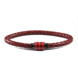 Vintage Braided Leather Bracelet Stainless Steel Magnetic Clasp