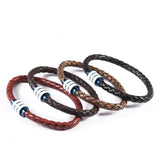 Vintage Braided Leather Bracelet Stainless Steel Magnetic Clasp