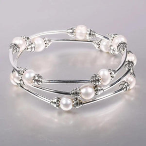 Freshwater Pearl Alloy Bracelet 9-10mm Women Wedding Dress Gift