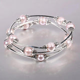 Freshwater Pearl Alloy Bracelet 9-10mm Women Wedding Dress Gift