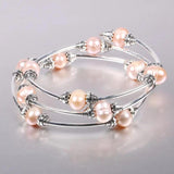 Freshwater Pearl Alloy Bracelet 9-10mm Women Wedding Dress Gift