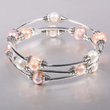 Freshwater Pearl Alloy Bracelet 9-10mm Women Wedding Dress Gift