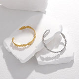 316L Stainless Steel Leaves Cuff Bracelet For Women Girl Adjustable Bangles