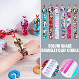 Sequins Snake Snap Bracelet Reversible Glitter Slap Bracelets for Kids Halloween