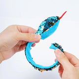 Sequins Snake Snap Bracelet Reversible Glitter Slap Bracelets for Kids Halloween