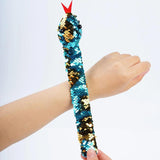Sequins Snake Snap Bracelet Reversible Glitter Slap Bracelets for Kids Halloween