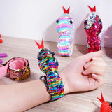 Sequins Snake Snap Bracelet Reversible Glitter Slap Bracelets for Kids Halloween
