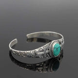 Green Stone Cross Pattern Bracelets Vintage Bangles for Women