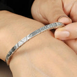 Vintage Carved Fish Elephant Totem Bracelet Cuff Bangle Jewelry