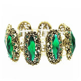 Vintage Green Crystal Oval Stone Bracelet Bangle