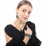Vintage Green Crystal Oval Stone Bracelet Bangle