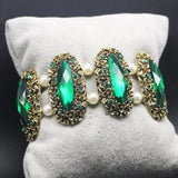 Vintage Green Crystal Oval Stone Bracelet Bangle