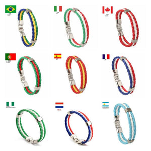 Flag Leather Bracelet for Football Fans