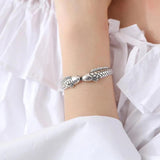 Memory Two Fish Retro Literary Good Luck Silver Female Resizable Bangles