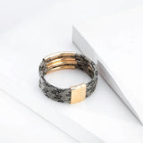 Bohemia Multilayer Leather Bracelet Magnetic Buckle Copper Tube Leopard Wrap