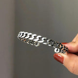 Vintage Geometric Hollow Silver Bracelet for Women