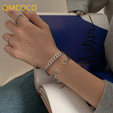 Vintage Geometric Hollow Silver Bracelet for Women
