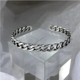 Vintage Geometric Hollow Silver Bracelet for Women