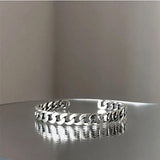 Vintage Geometric Hollow Silver Bracelet for Women