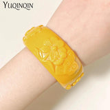 Resin Acrylic Flower Bangle Bracelet for Women Wide Cuff Jewelry