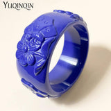 Resin Acrylic Flower Bangle Bracelet for Women Wide Cuff Jewelry