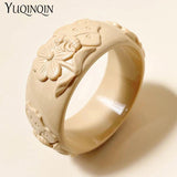 Resin Acrylic Flower Bangle Bracelet for Women Wide Cuff Jewelry