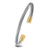 Classical High Stainless Steel Punk Gold/Silver Twist Cable Wire Bangle