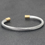 Classical High Stainless Steel Punk Gold/Silver Twist Cable Wire Bangle