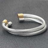 Classical High Stainless Steel Punk Gold/Silver Twist Cable Wire Bangle