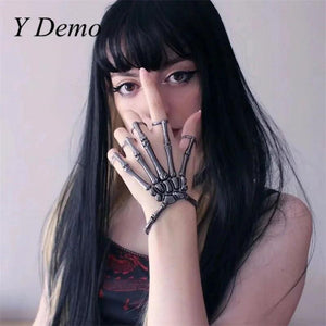 Punk Skeleton Hand Bone Bracelet Adjustable Goth Rock Wrist Accessory